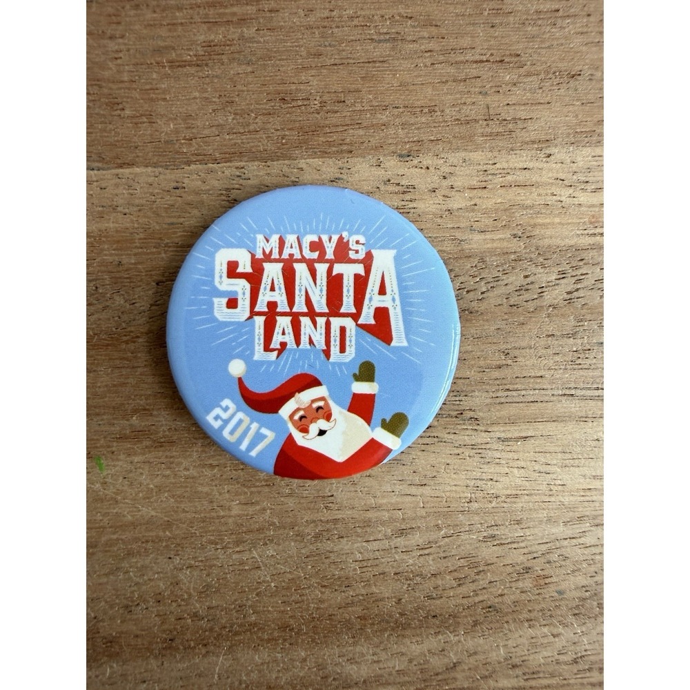 Macy's Santa Land 2017 Christmas Pin Back Button Holiday Souvenir